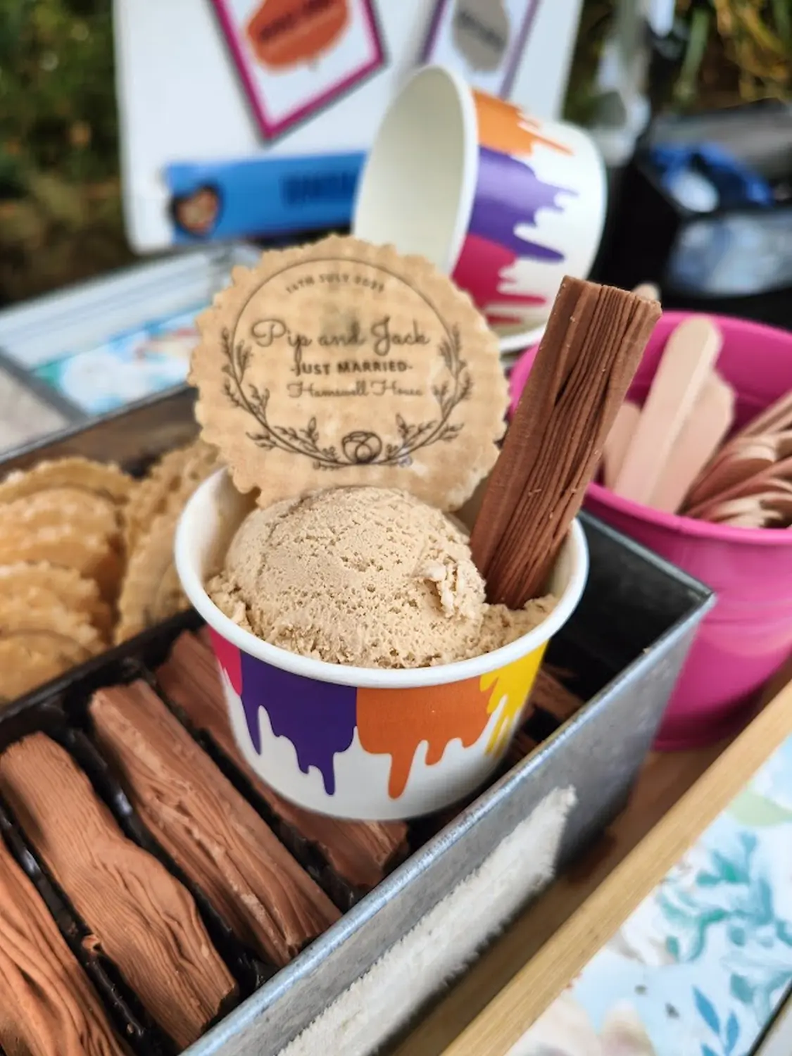 personalized Sevanetti wafers with ice cream