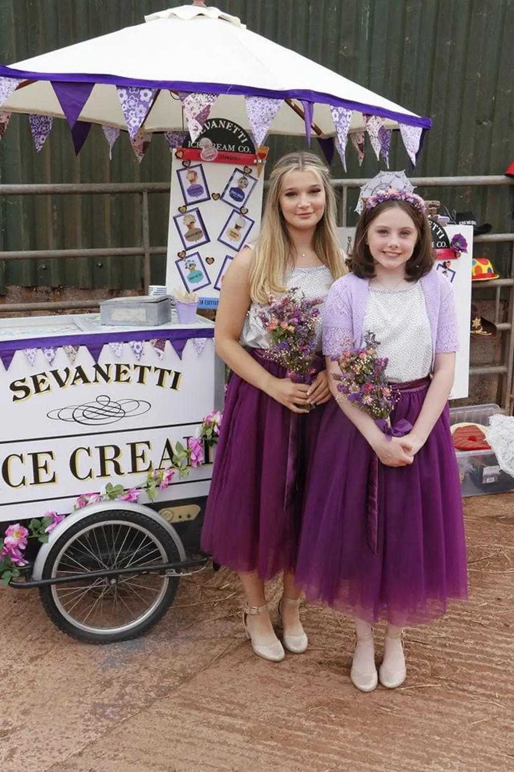 Sevanetti Ice Cream Bikes two girls in Purple dress